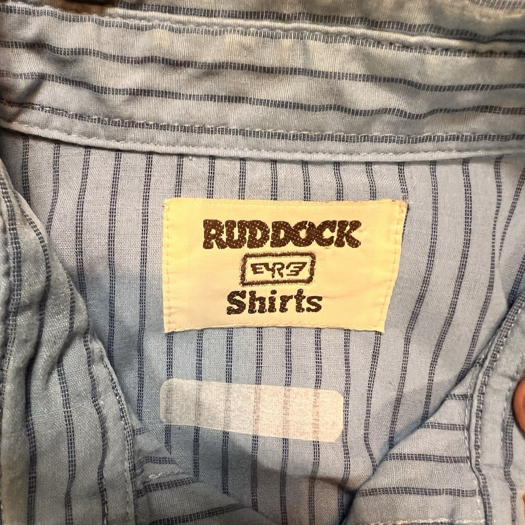 VTG Ruddock Shirt Mens Sz XL Baby Blue Striped Pearl Snap Western Rodeo Cowboy
