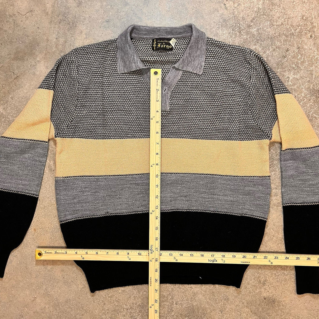 Fargo Custom Collection Vintage Knit Long Sleeve Polo Size Medium