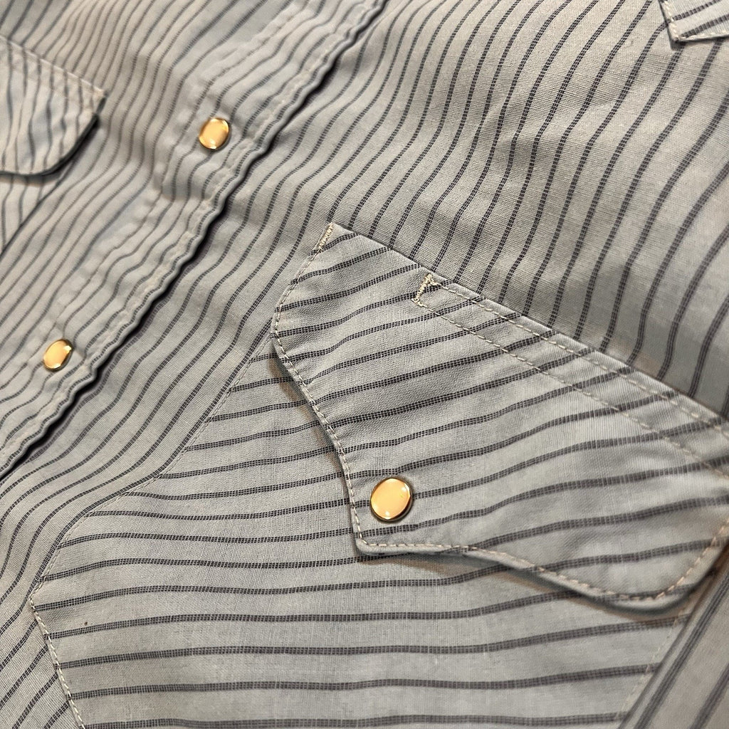 VTG Ruddock Shirt Mens Sz XL Baby Blue Striped Pearl Snap Western Rodeo Cowboy