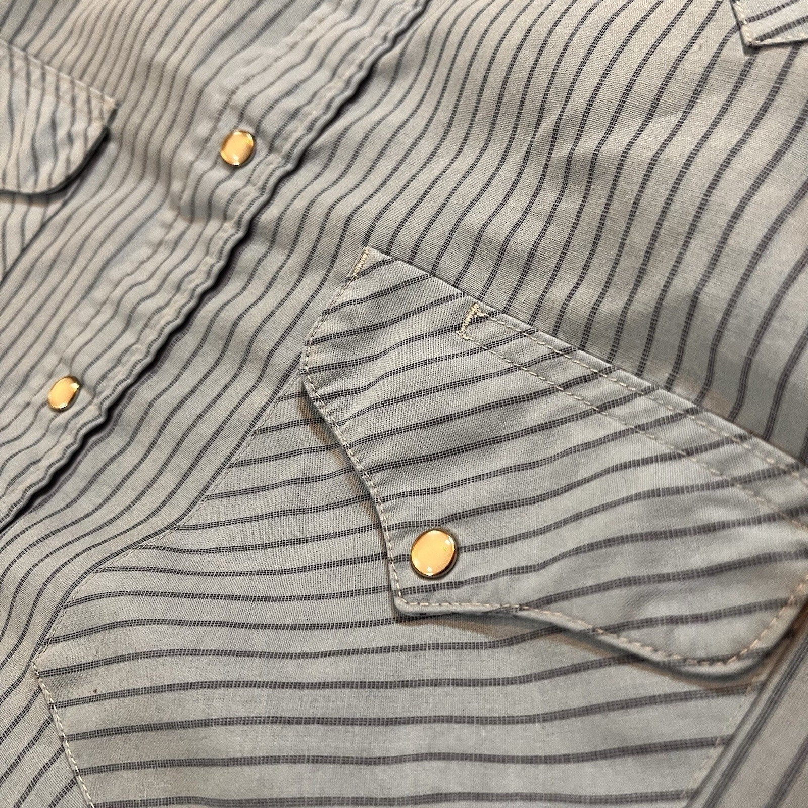 VTG Ruddock Shirt Mens Sz XL Baby Blue Striped Pearl Snap Western Rodeo Cowboy