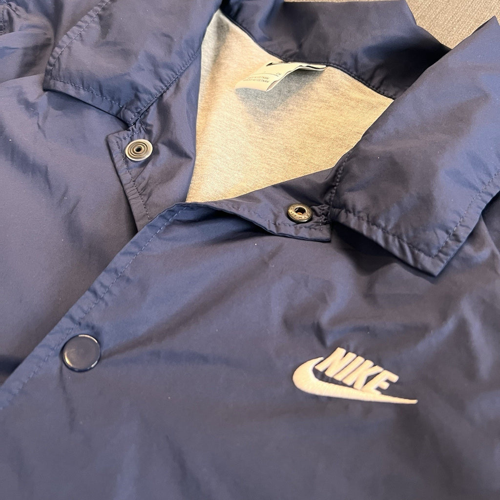 Nike Coaches Jacket Men's Small Blue Lightweight Windbreaker Snap Front Navy