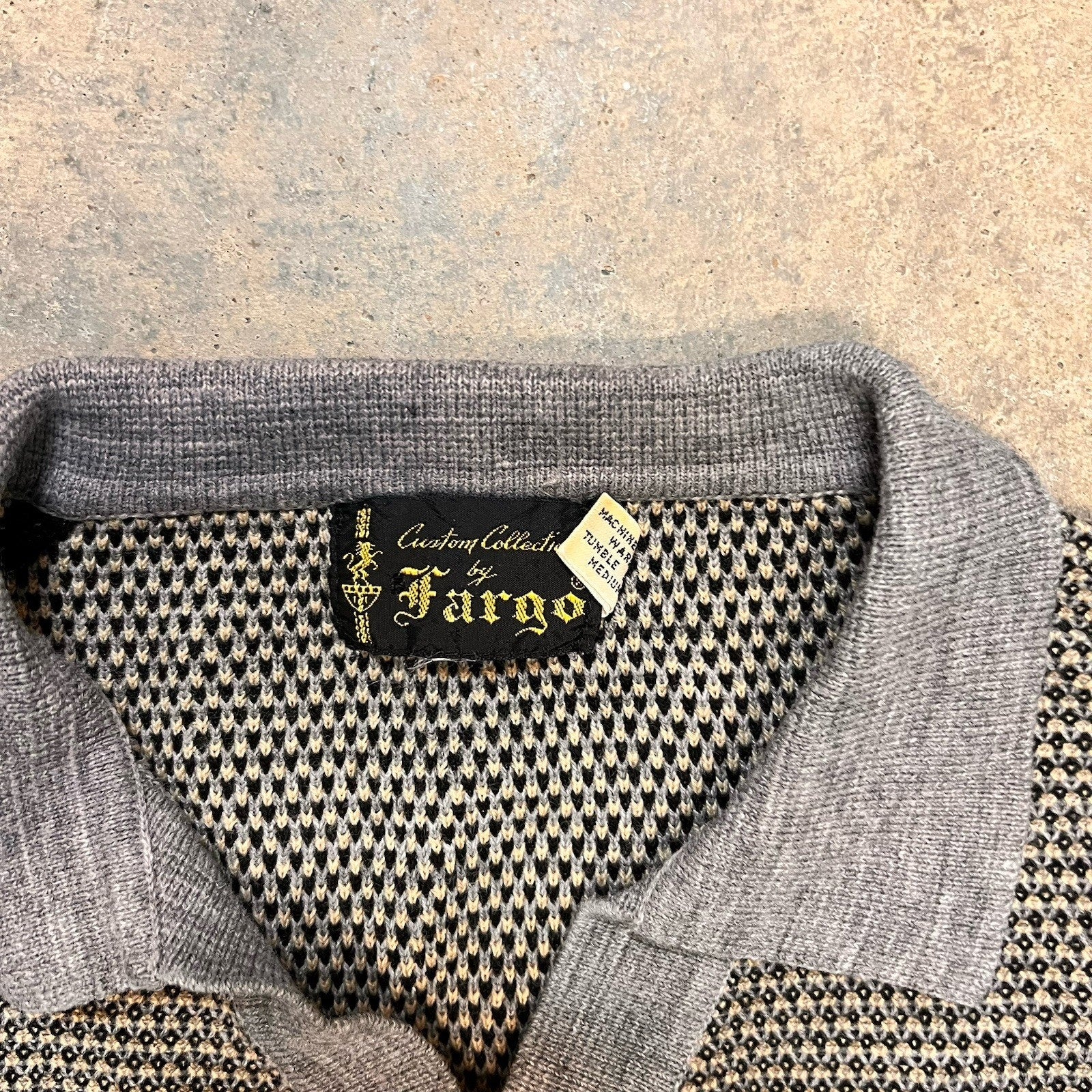 Fargo Custom Collection Vintage Knit Long Sleeve Polo Size Medium