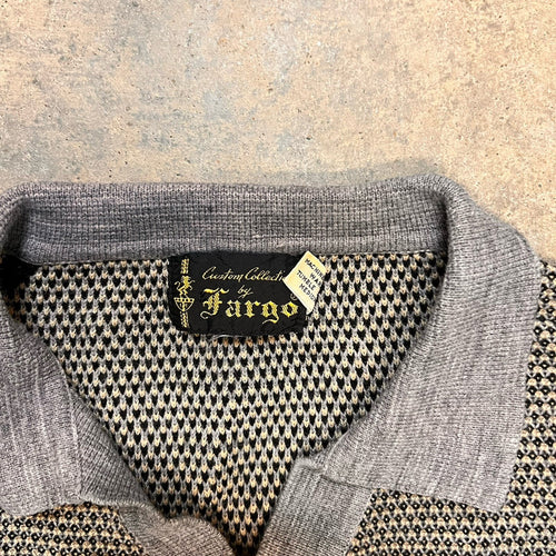 Fargo Custom Collection Vintage Knit Long Sleeve Polo Size Medium