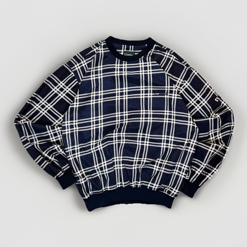 Catalina Vintage Golf Pullover Mens Small Navy Windbreaker Argyle