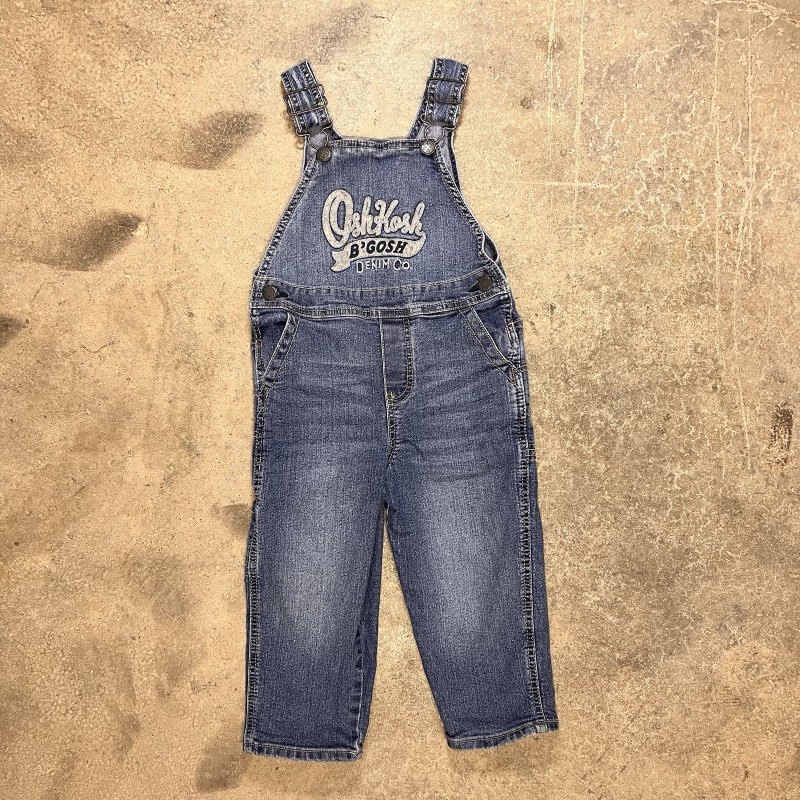 Vintage Osh Kosh B'Gosh Vestbak Boys Denim Co Logo Overalls Size 3T