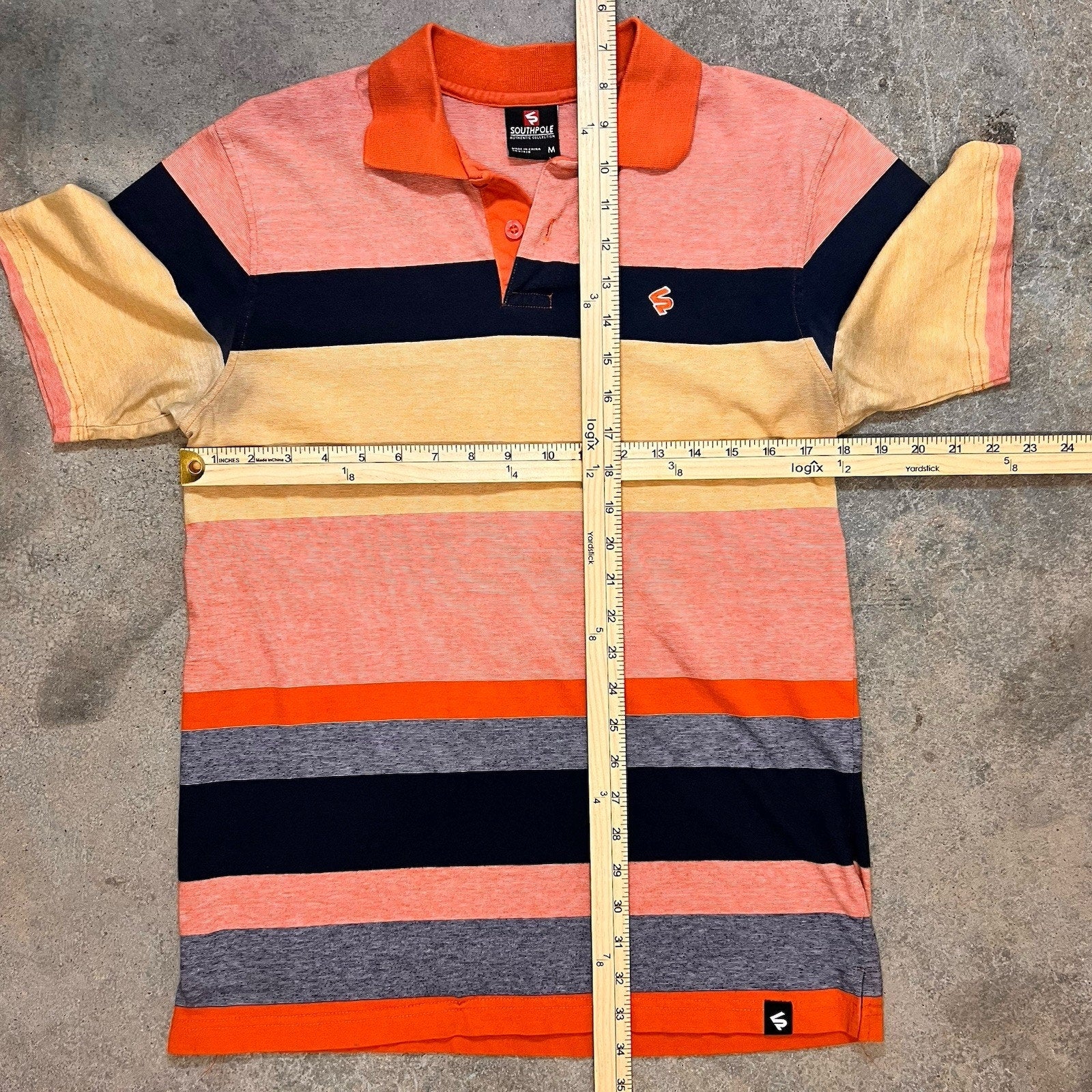 Southpole Polo Shirt Mens Large Red Black Striped Short Sleeve Hip Hop Y2K