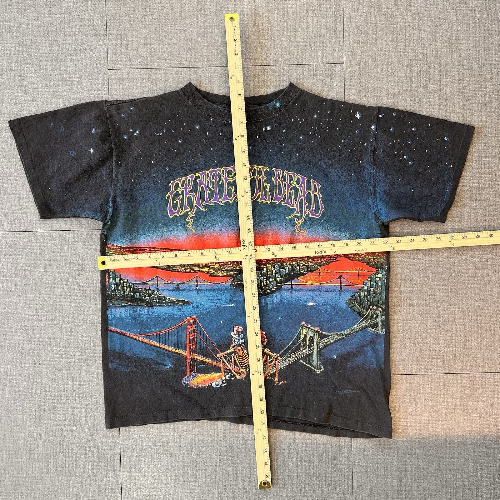 Vintage 1990 Grateful Dead San Francisco Bridge T Shirt All Over Print