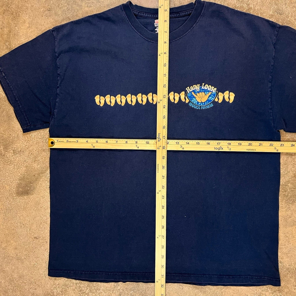 Vintage Hanes T Shirt Men's XL Blue Hang Loose Hawaii Surfing Pre Shrunk