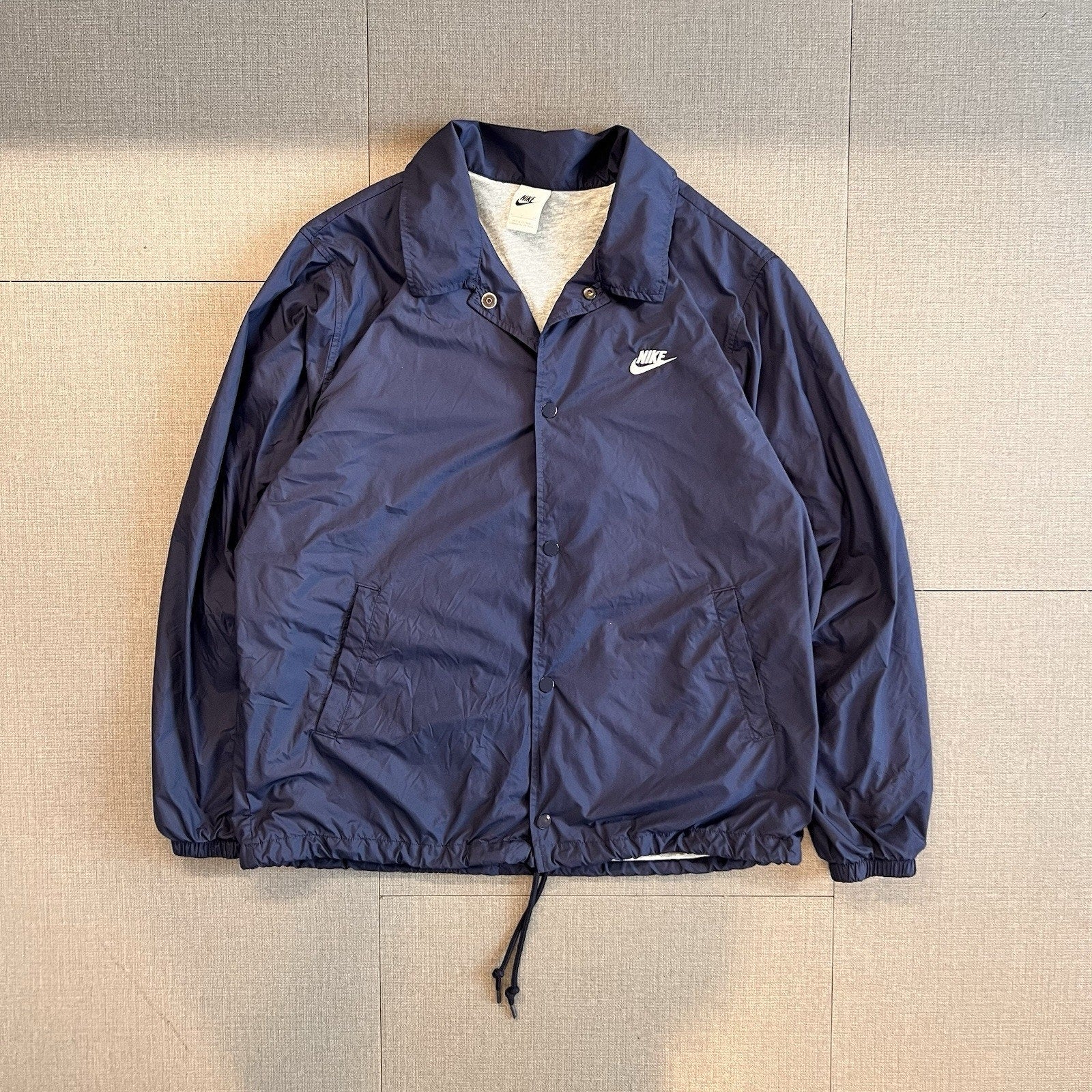 Nike Coaches Jacket Men's Small Blue Lightweight Windbreaker Snap Front Navy