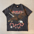 VTG 1996 Harley Davidson Shirt Men’s M Black AOP Eagle All Over Print Tee USA