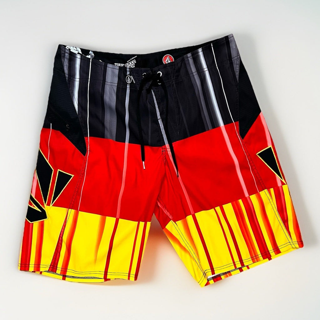 Volcom Foster Too Mod Board Shorts Size 36 Green, Red, Black