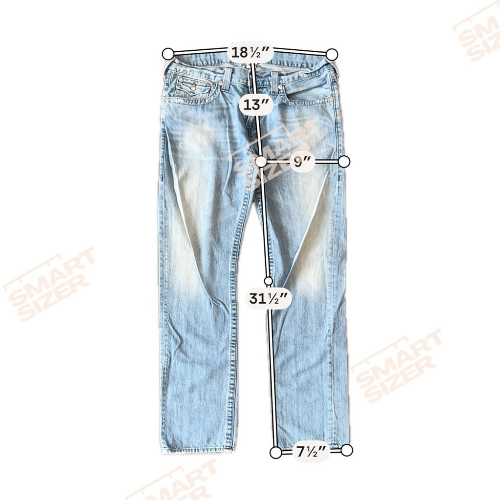 True Religion Jeans Mens 36x32 Blue Denim Skinny Super T Black Thick Stitch