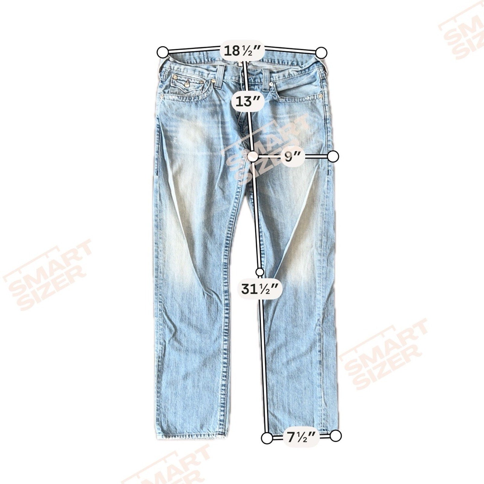 True Religion Jeans Mens 36x32 Blue Denim Skinny Super T Black Thick Stitch