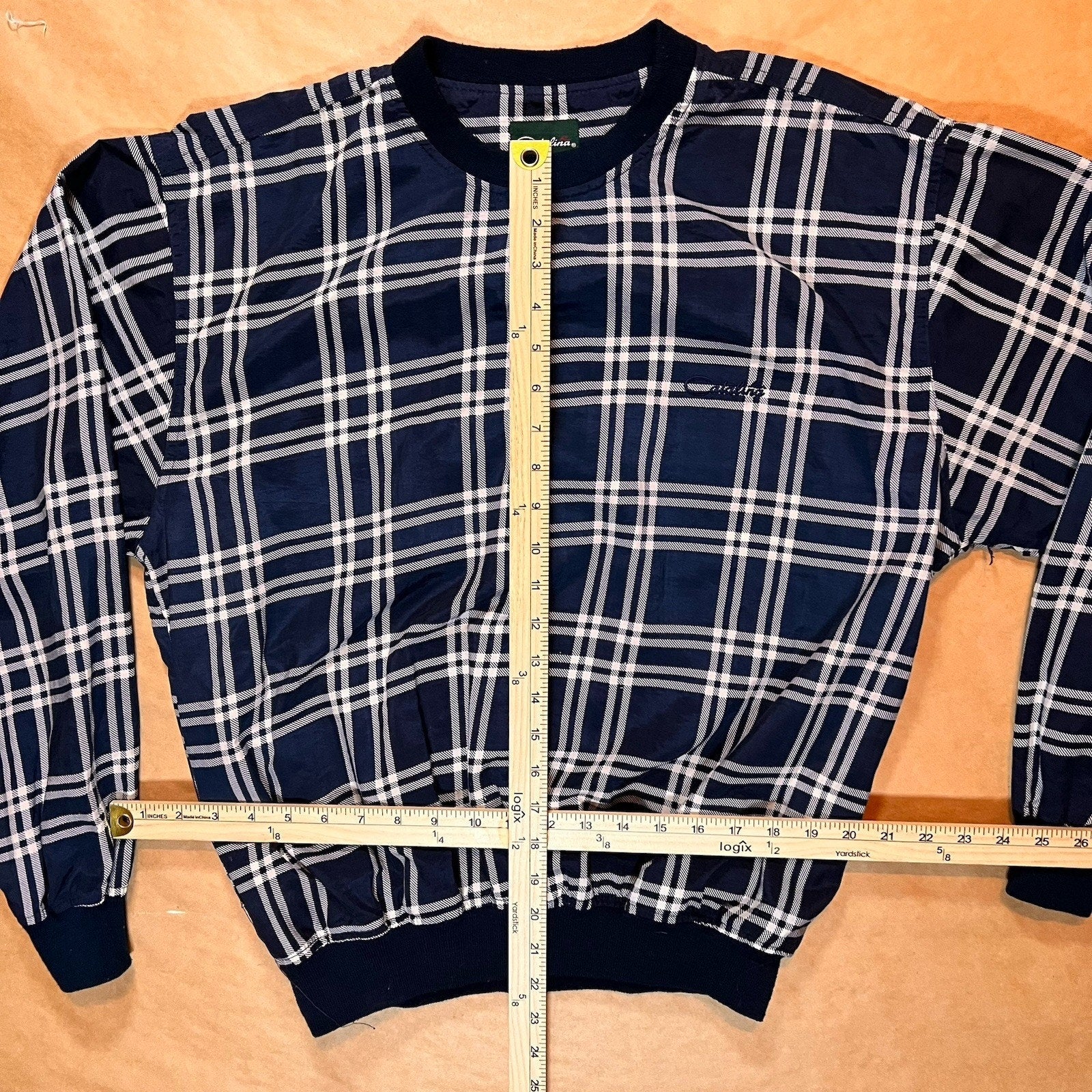 Catalina Vintage Golf Pullover Mens Small Navy Windbreaker Argyle