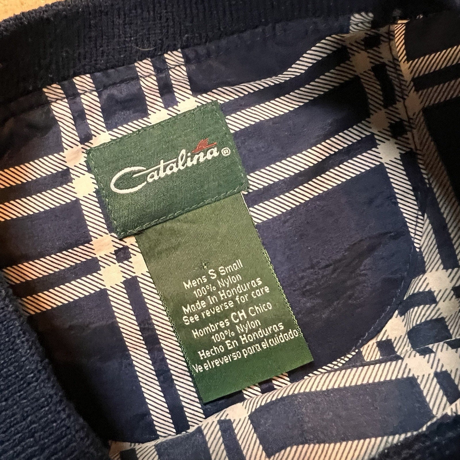 Catalina Vintage Golf Pullover Mens Small Navy Windbreaker Argyle